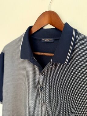 NWOT Paul & Shark Navy and White Micro‑Dot Polo